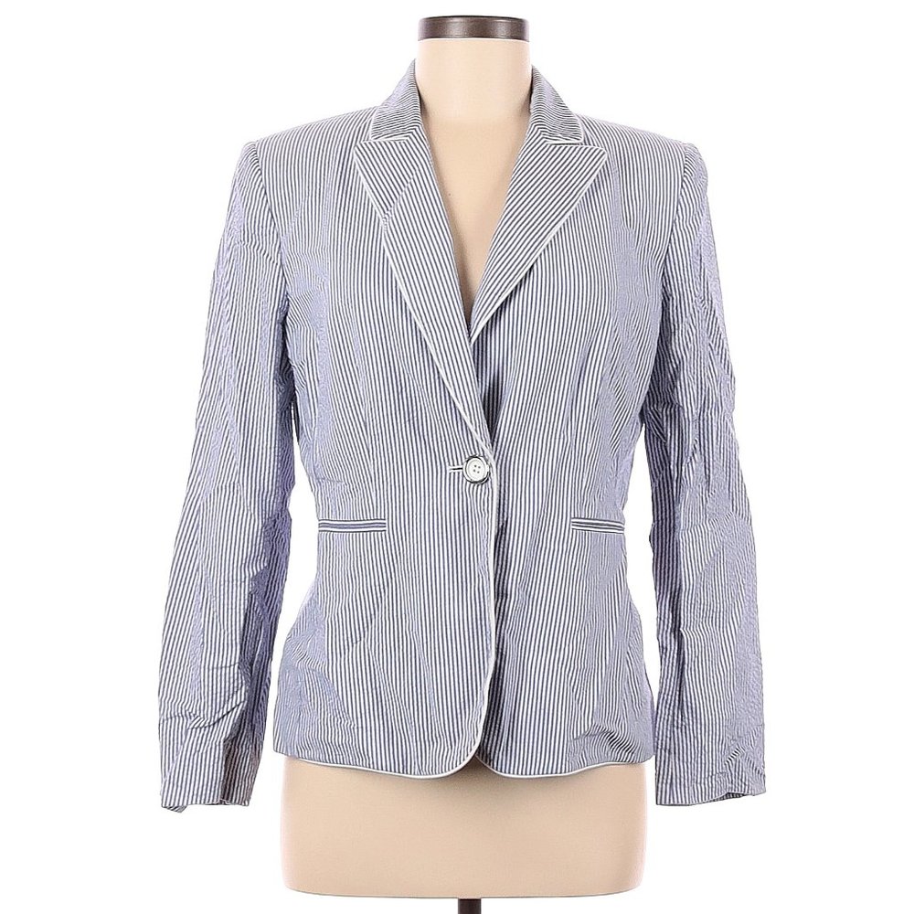 TAHARI Chambray Striped Blazer